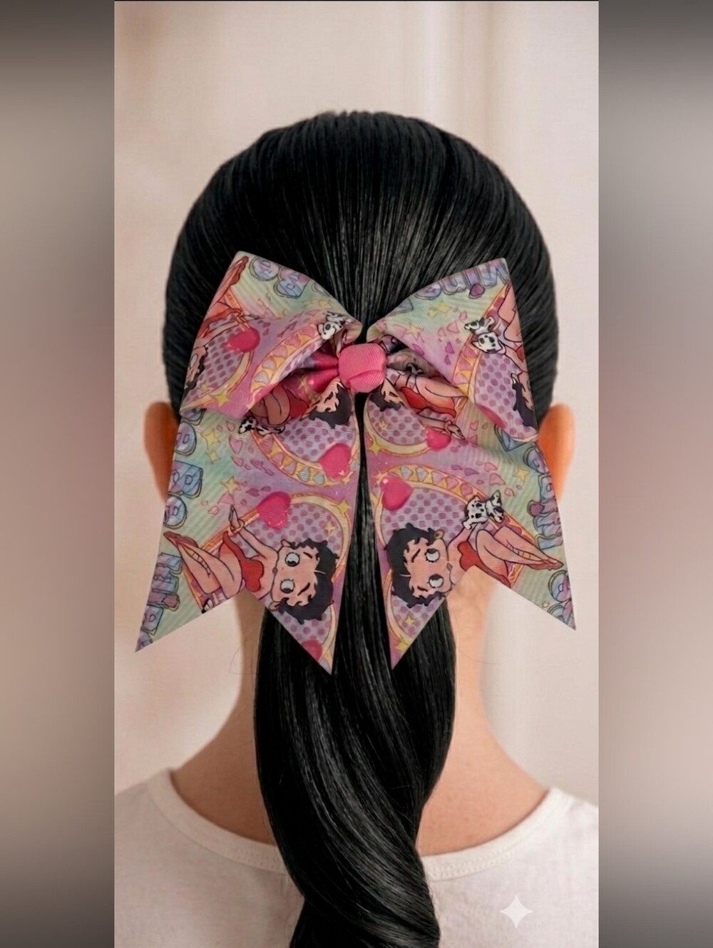 3/$25 BETTY BOOP Multicolor Hearts and Stars Cheer Hair Bow